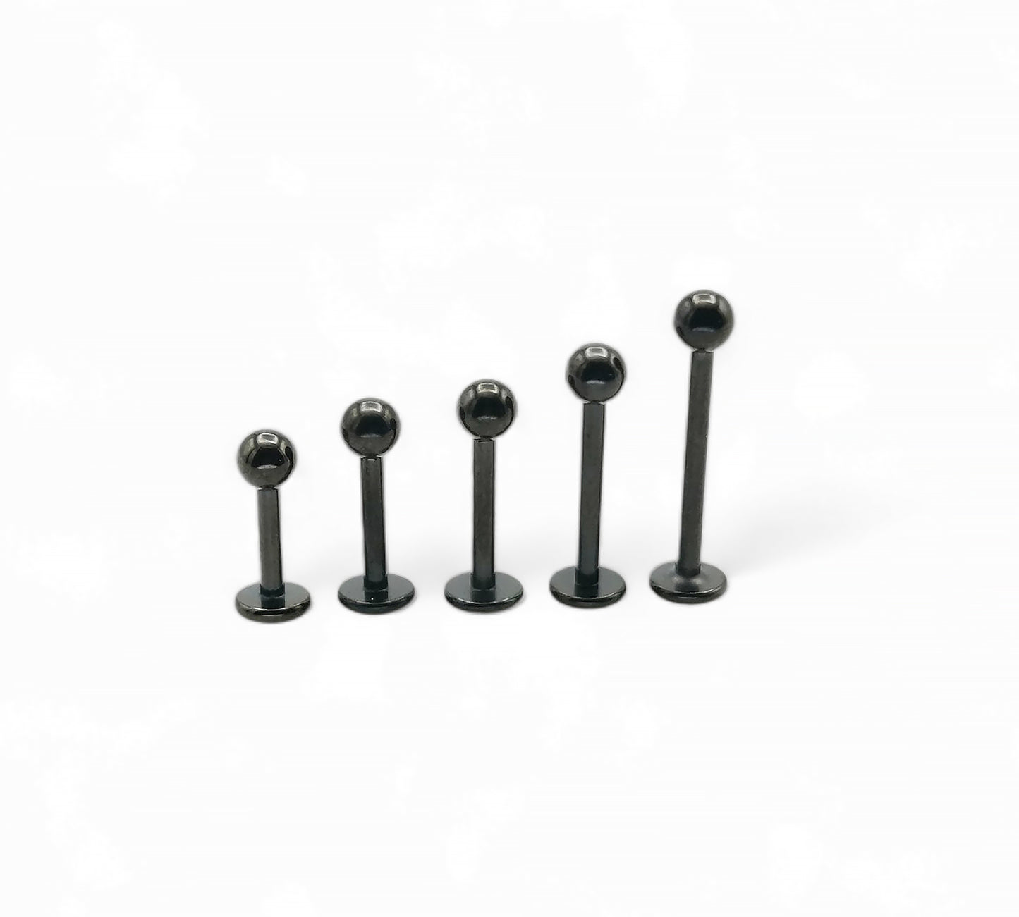 Titanium black, gold or silver stud, 1.2mm/16g, 6mm-12mm length