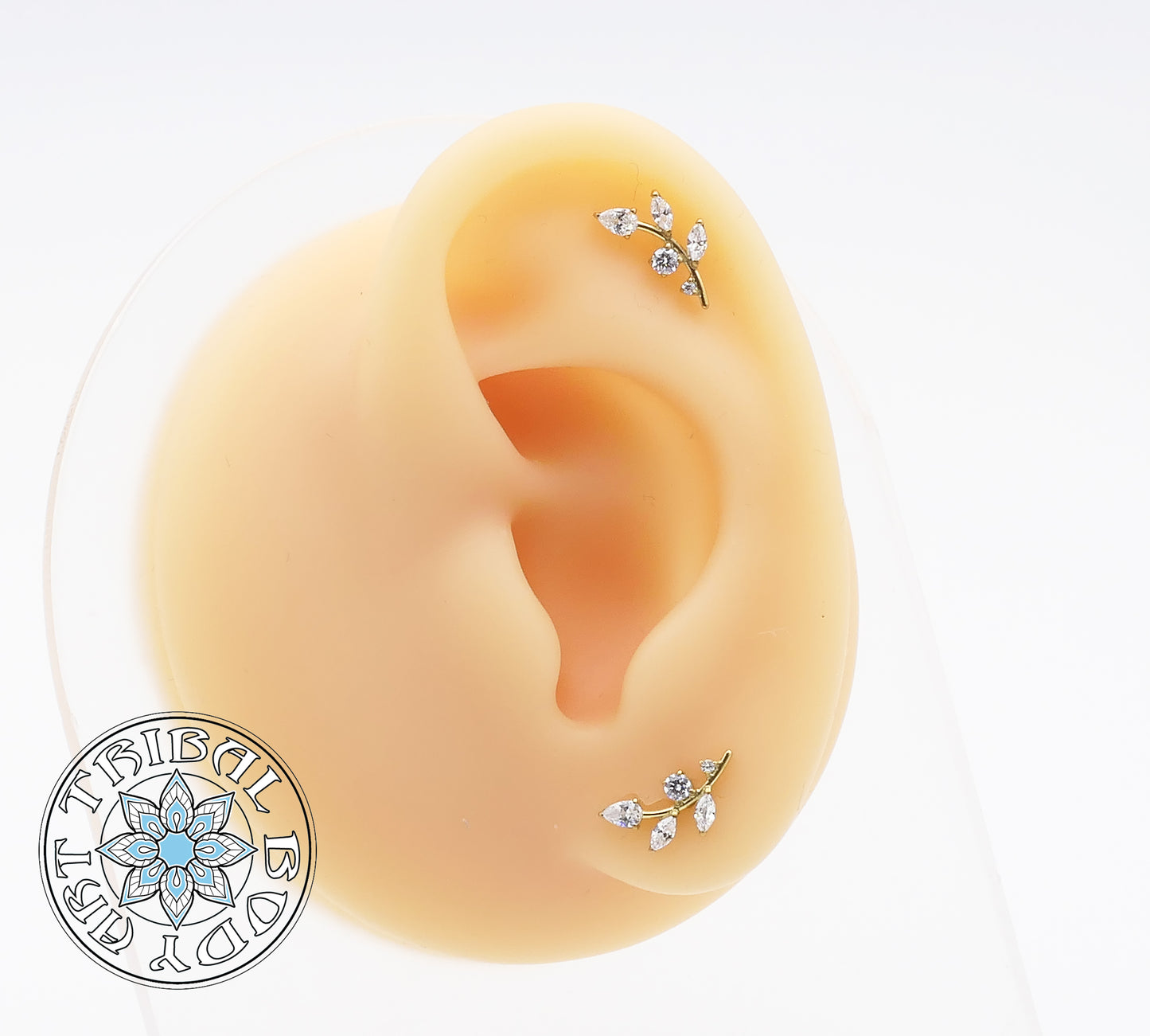 Gold titanium lily studs set with crystal for 1.2mm internal studs
