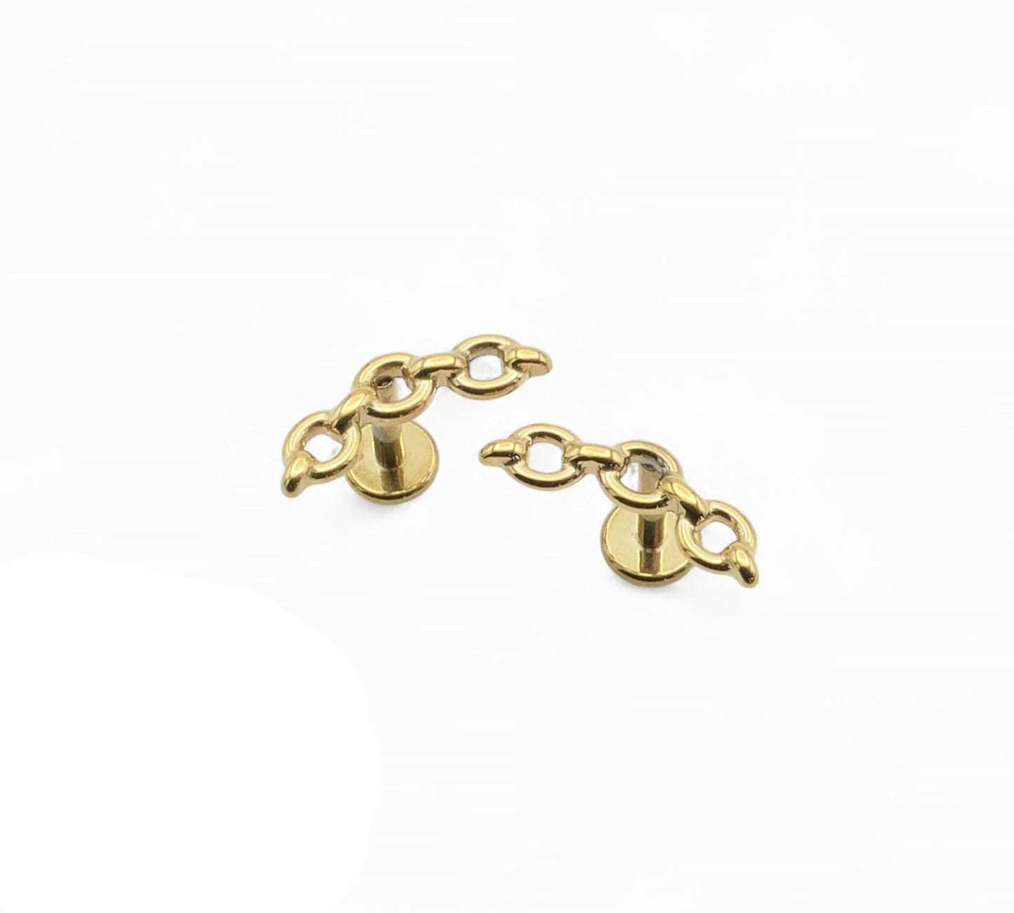 Gold titanium chain studs for 1.2mm internal thread posts