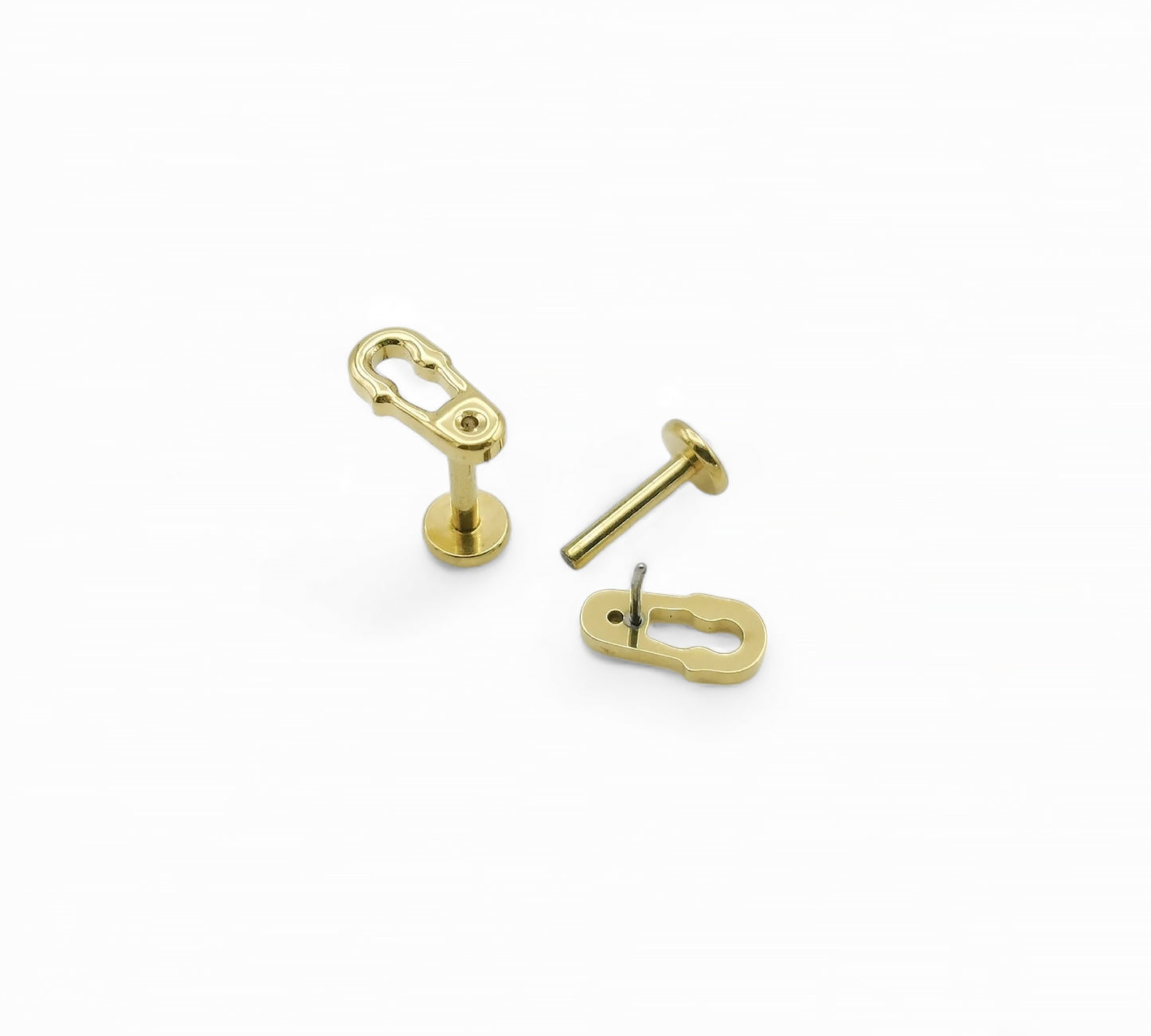 Titanium gold safety pin threadless stud , 1.2mm/18g, 6mm-8mm length