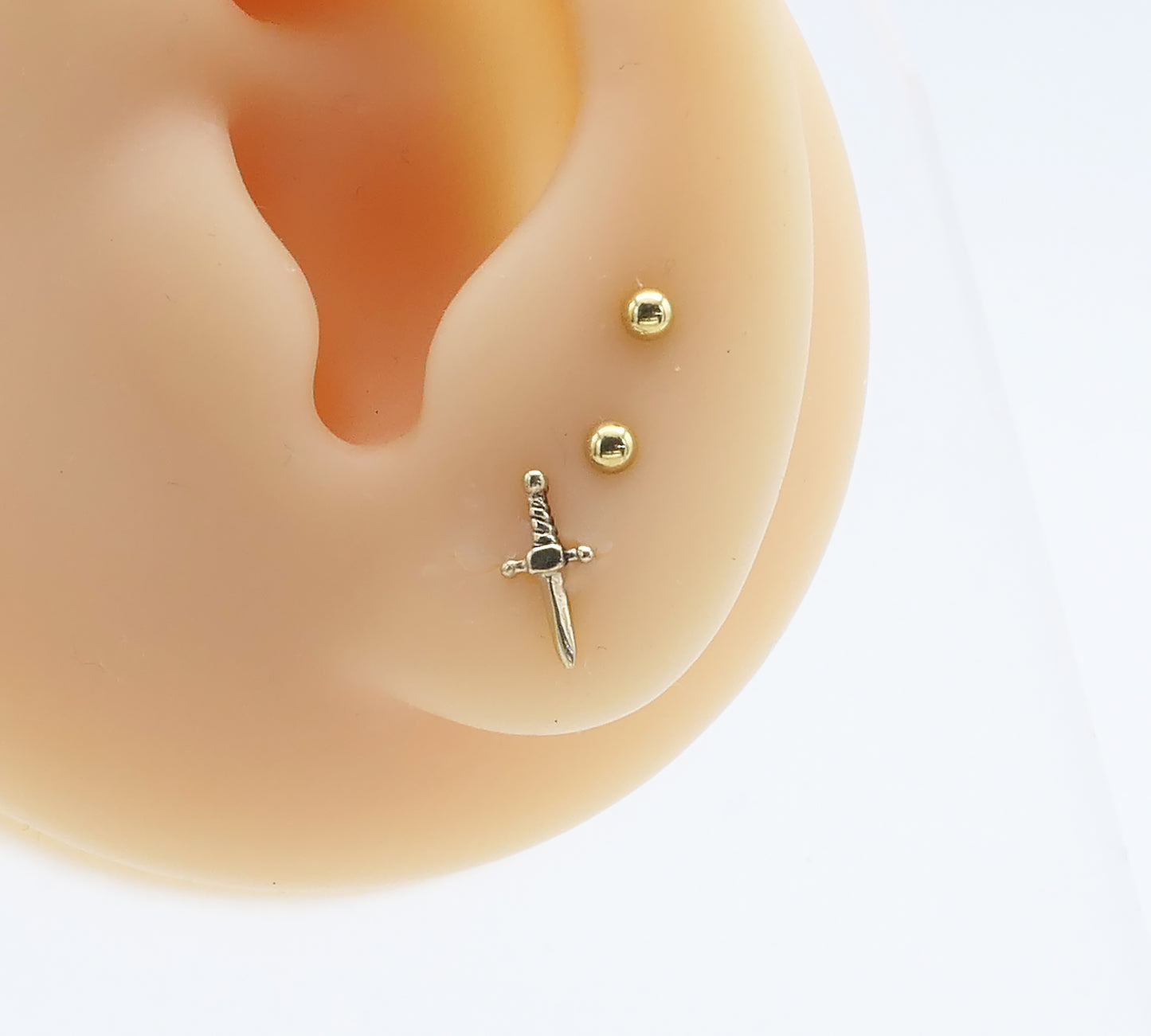Gold Titanium Dagger Stud – Push-Fit for Lobe & Helix Piercings