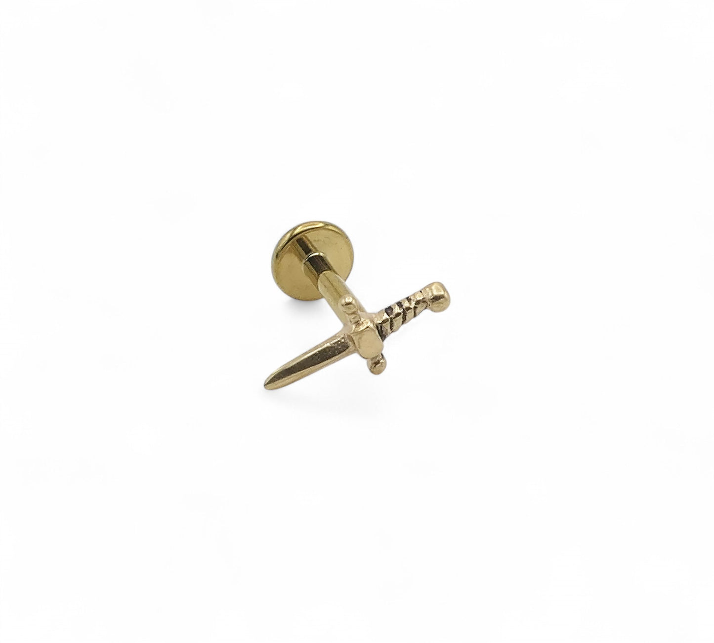 Gold Titanium Dagger Stud – Push-Fit for Lobe & Helix Piercings