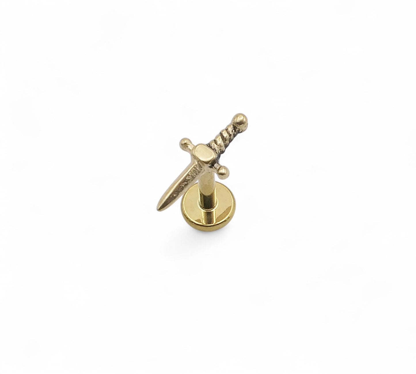 Gold Titanium Dagger Stud – Push-Fit for Lobe & Helix Piercings