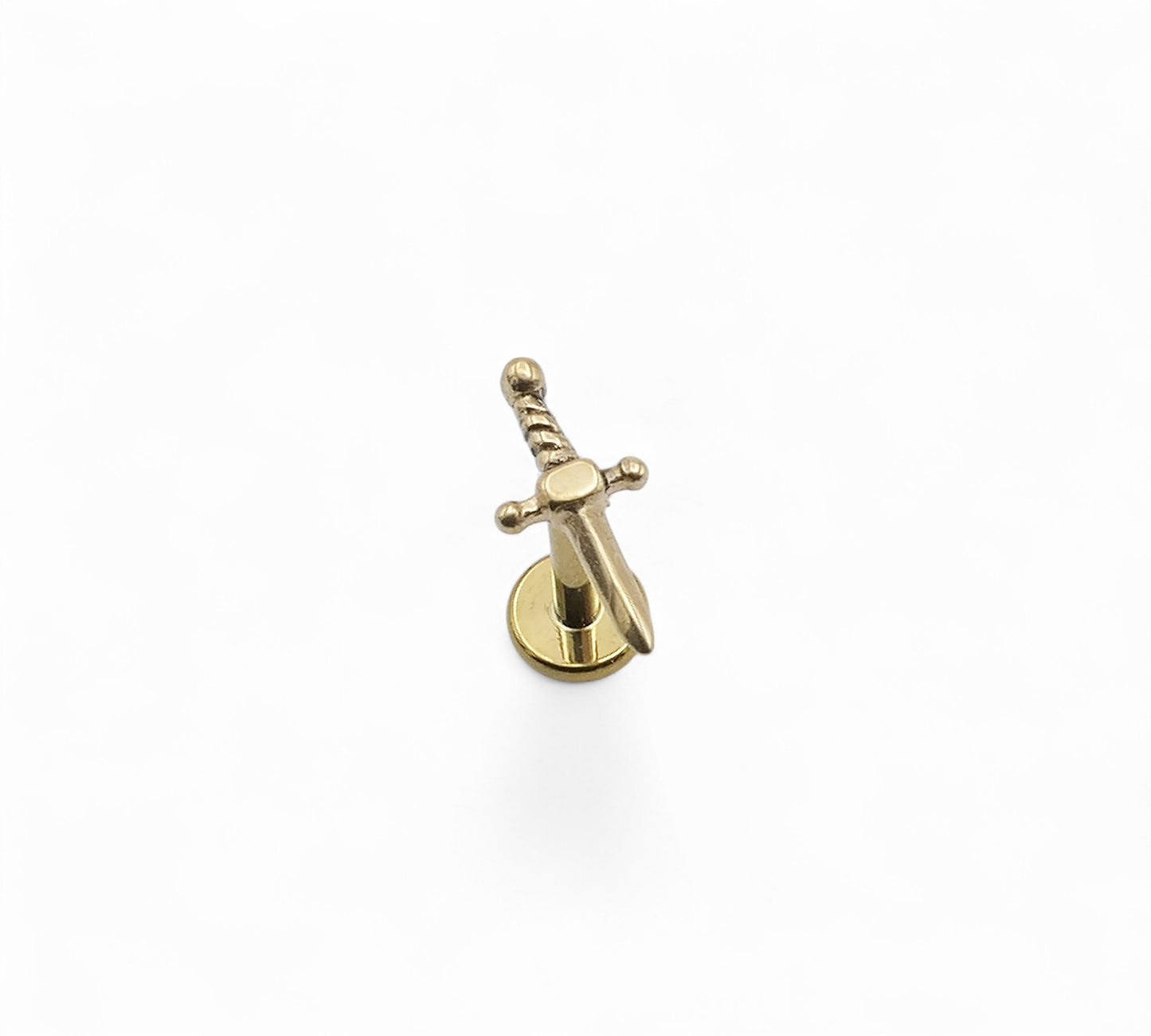 Gold Titanium Dagger Stud – Push-Fit for Lobe & Helix Piercings
