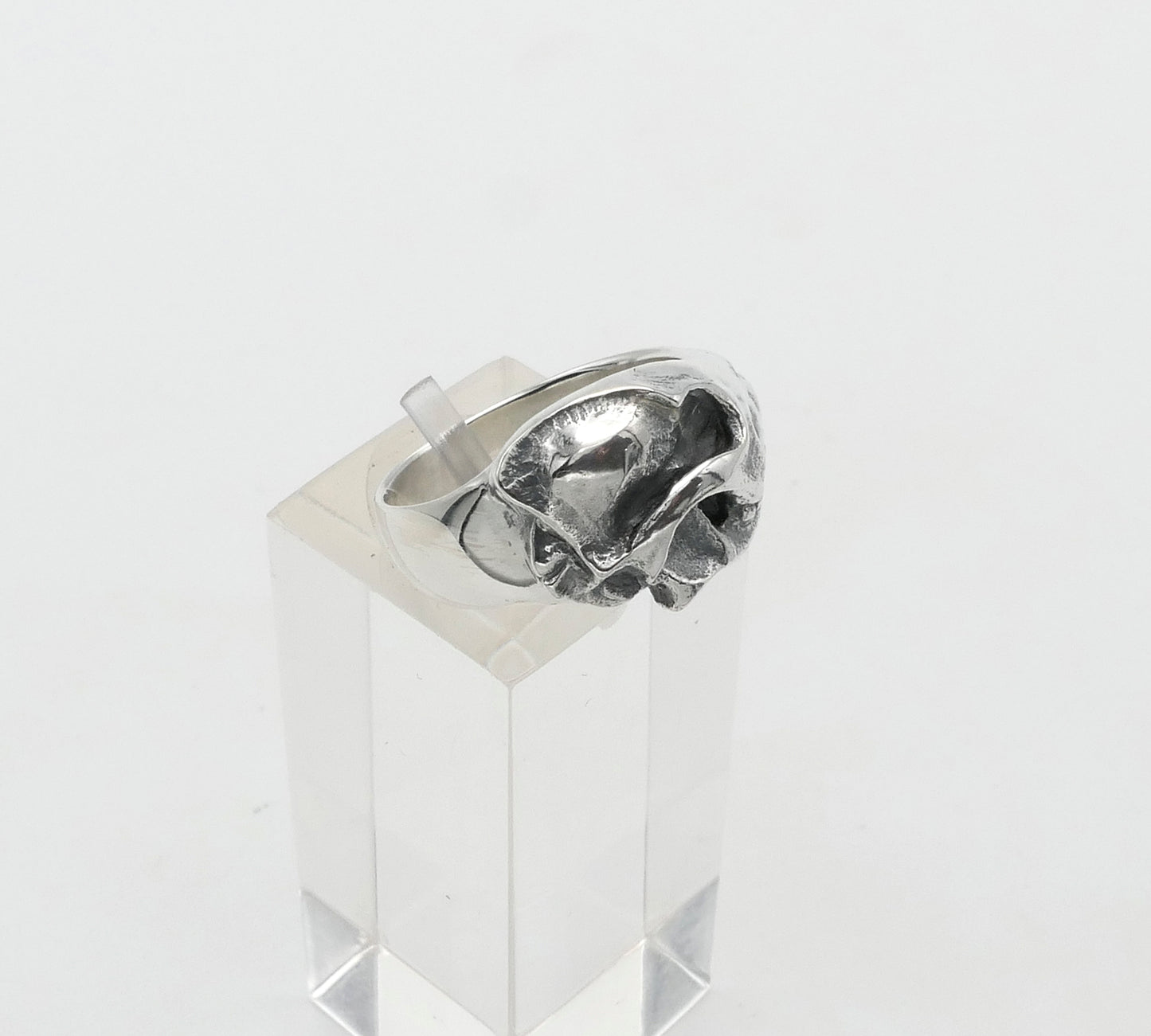 Sterling silver fox skull ring