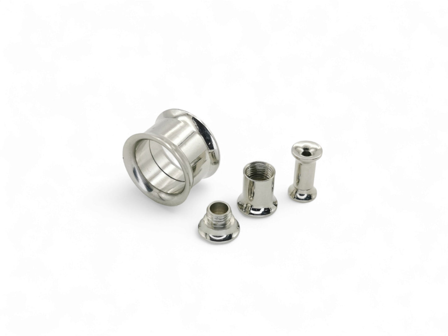 Surgical Steel Screw-Fit Ear Tunnels on a white background