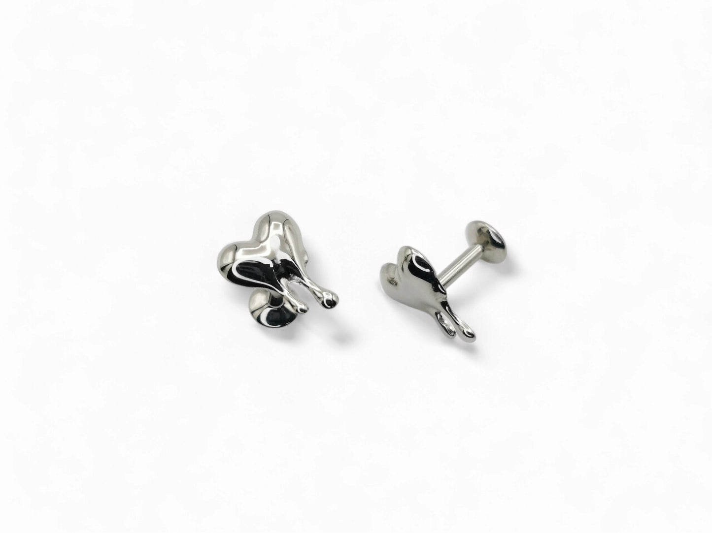 Titanium Melting Heart Stud on a white background