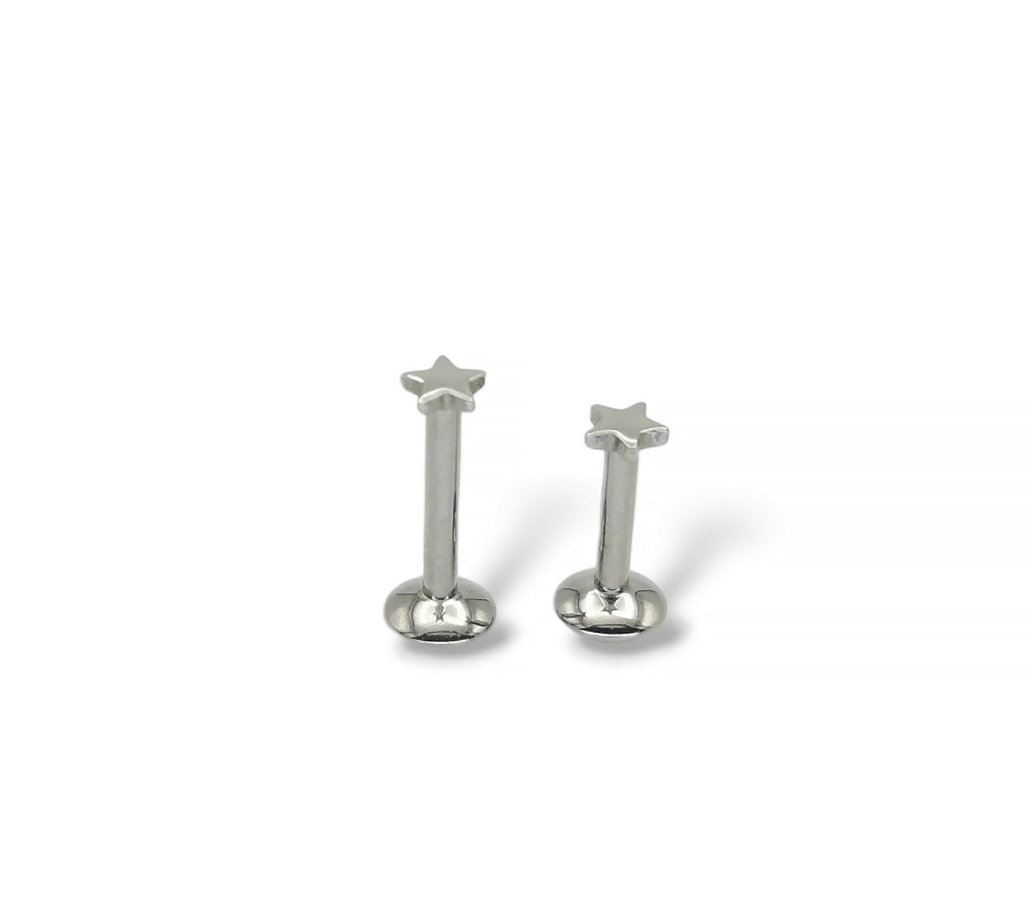 Titanium threaded stud with star 1.2mm/16g, 6mm-8mm length