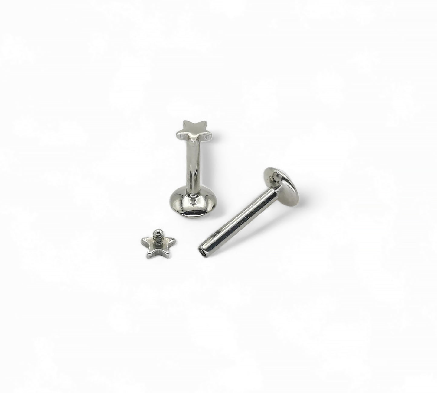 Titanium threaded stud with star 1.2mm/16g, 6mm-8mm length