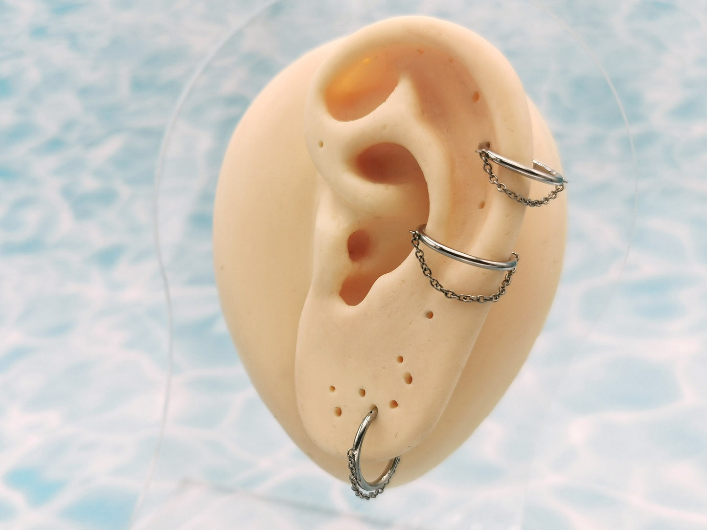 Titanium orbit chain clicker ring, 1.2mm/16g-8mm, 10mm, 12mm diameter