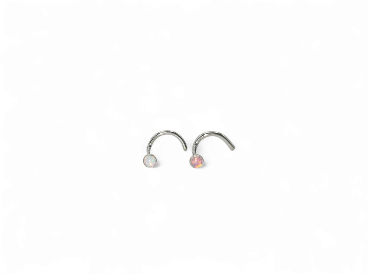 Titanium jewelled opal nose stud for 1mm/18g piercings