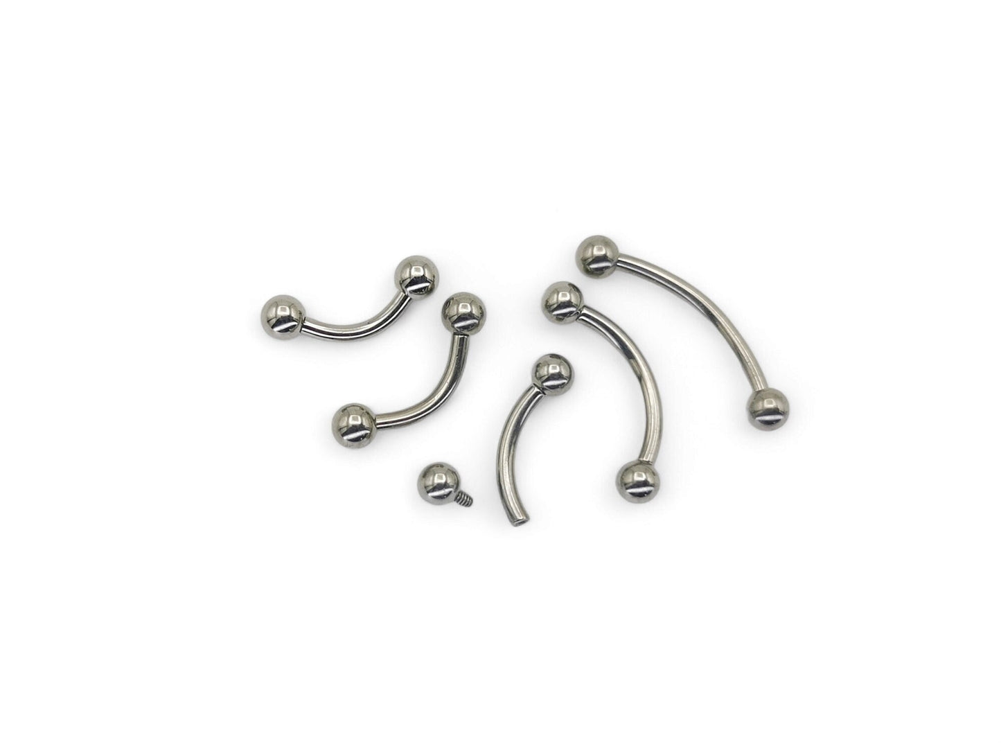 Titanium curved internally threaded barbell, 1.2mm/16g, 6m-12mm length