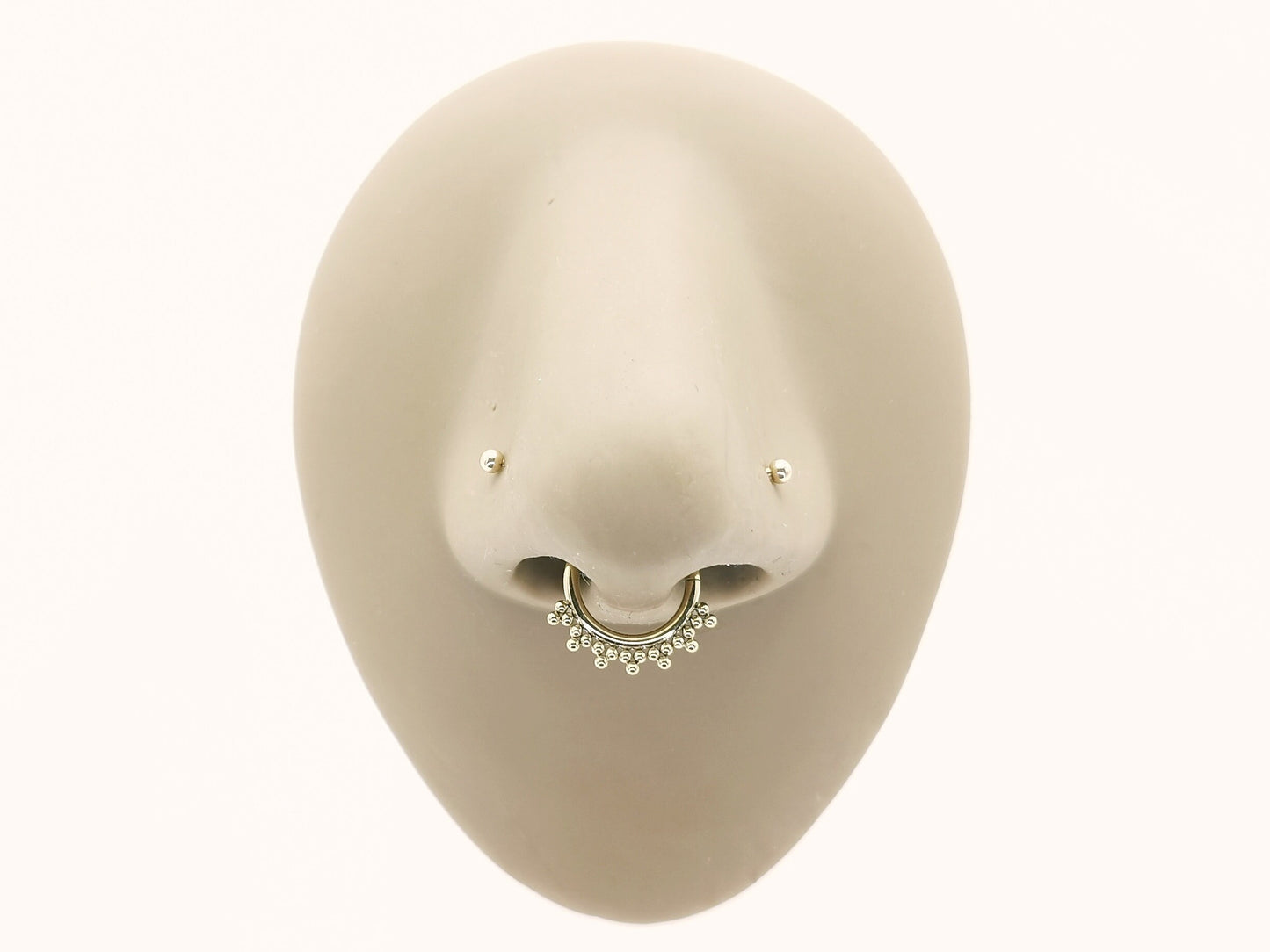Gold titanium bead cluster clicker ring, 1.2mm/16g, 8mm-10mm diameter