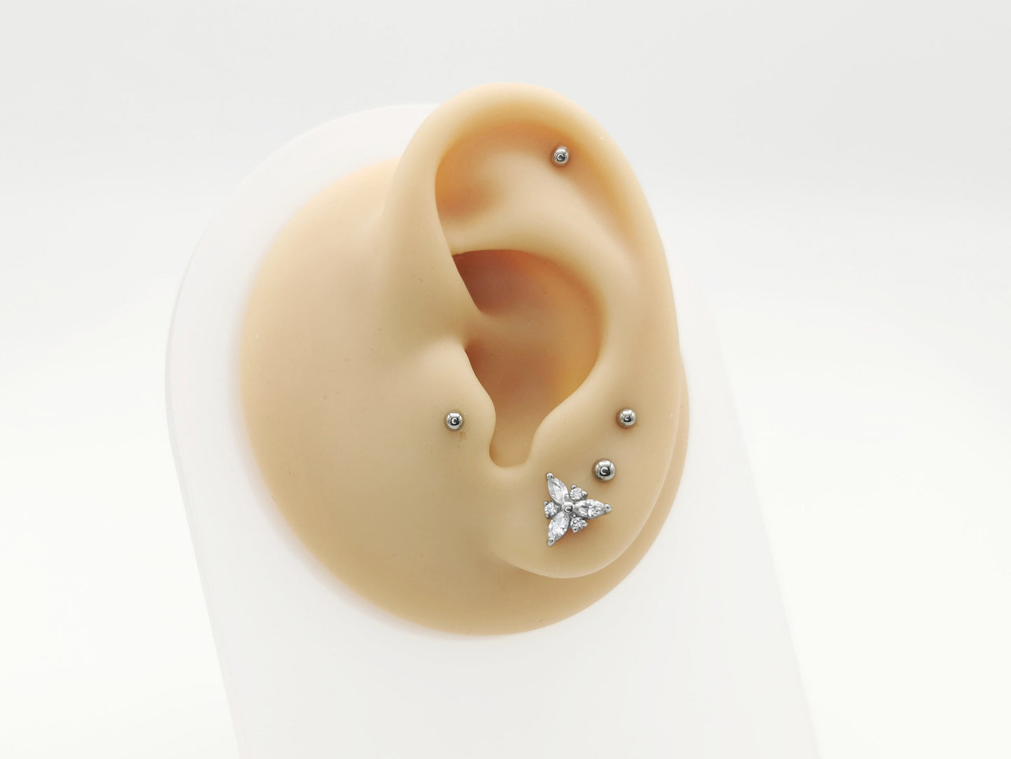 Surgical steel jewelled marquise cluster, 1.2mm/16g, 6mm-8mm length