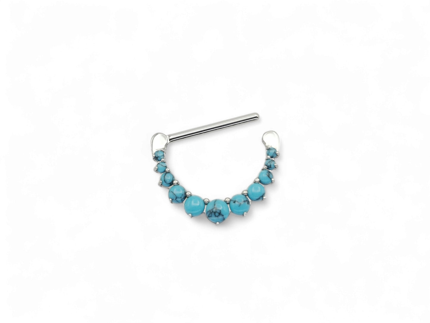 Jewelled surgical steel nipple clicker, 1.6mm/14g, 14mm and 16mm piercings