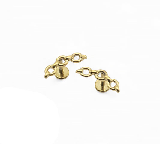 Gold titanium chain studs for 1.2mm internal thread posts