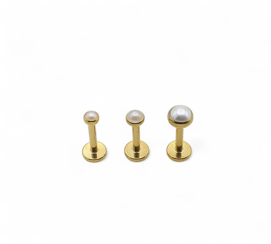 Gold Titanium Pearl Studs