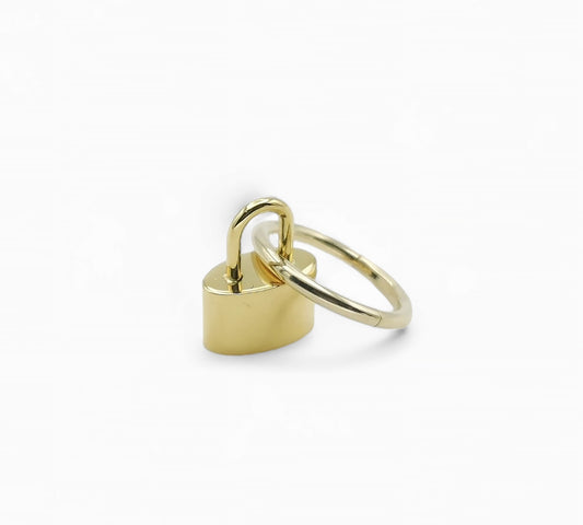 Gold titanium padlock charm for clicker rings