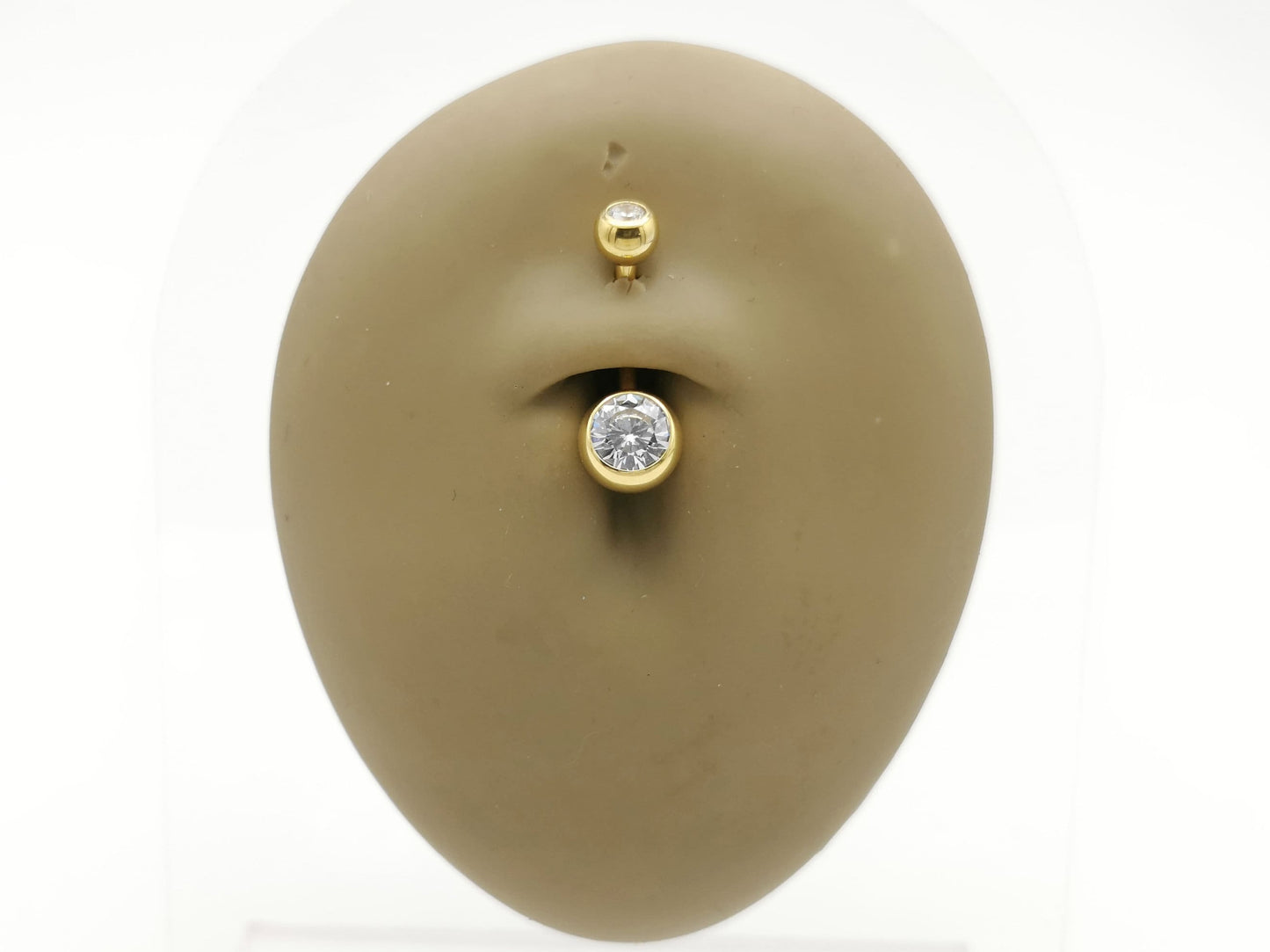 Gold titanium double jewelled navel bar