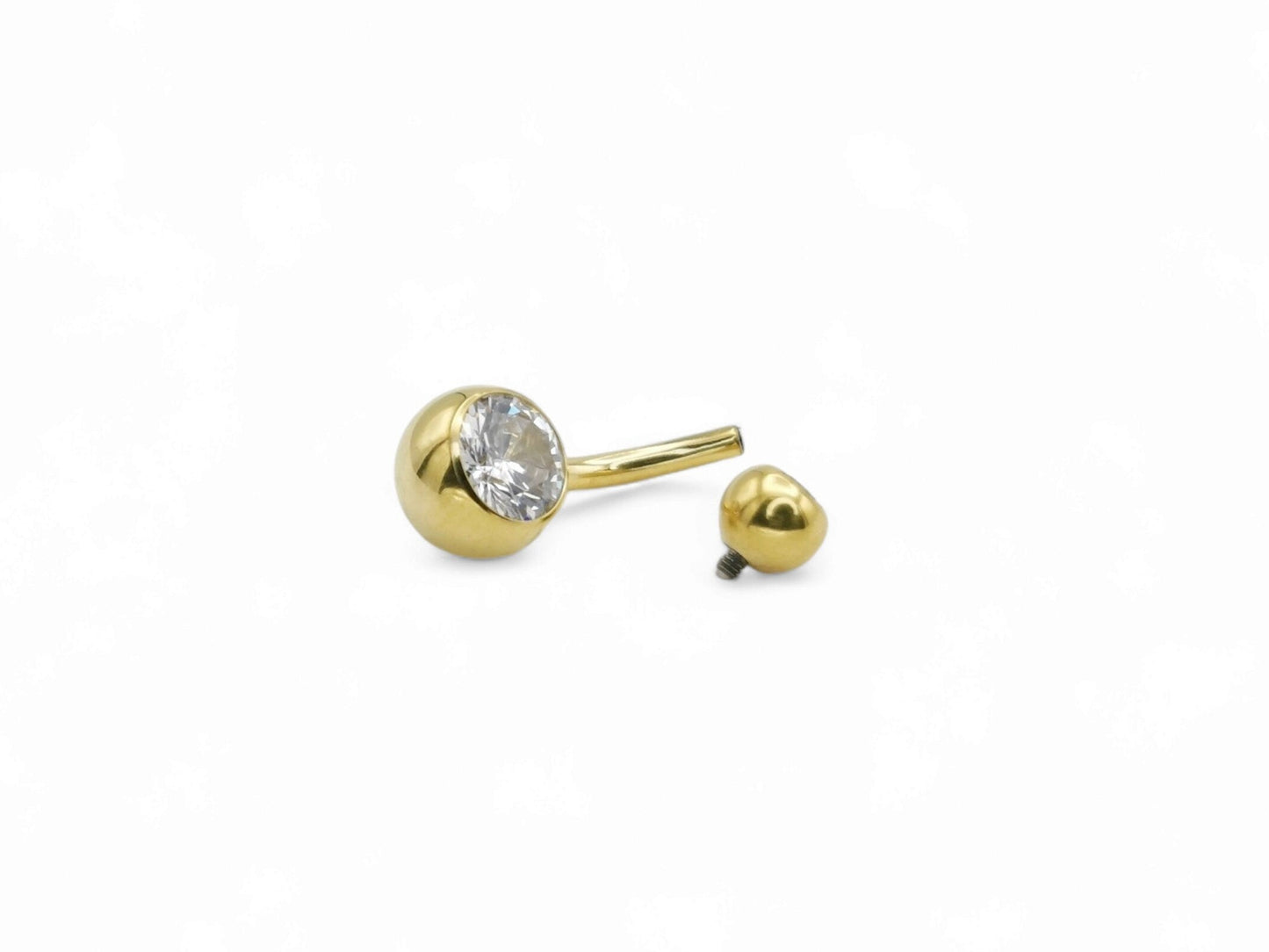 Gold titanium double jewelled navel bar
