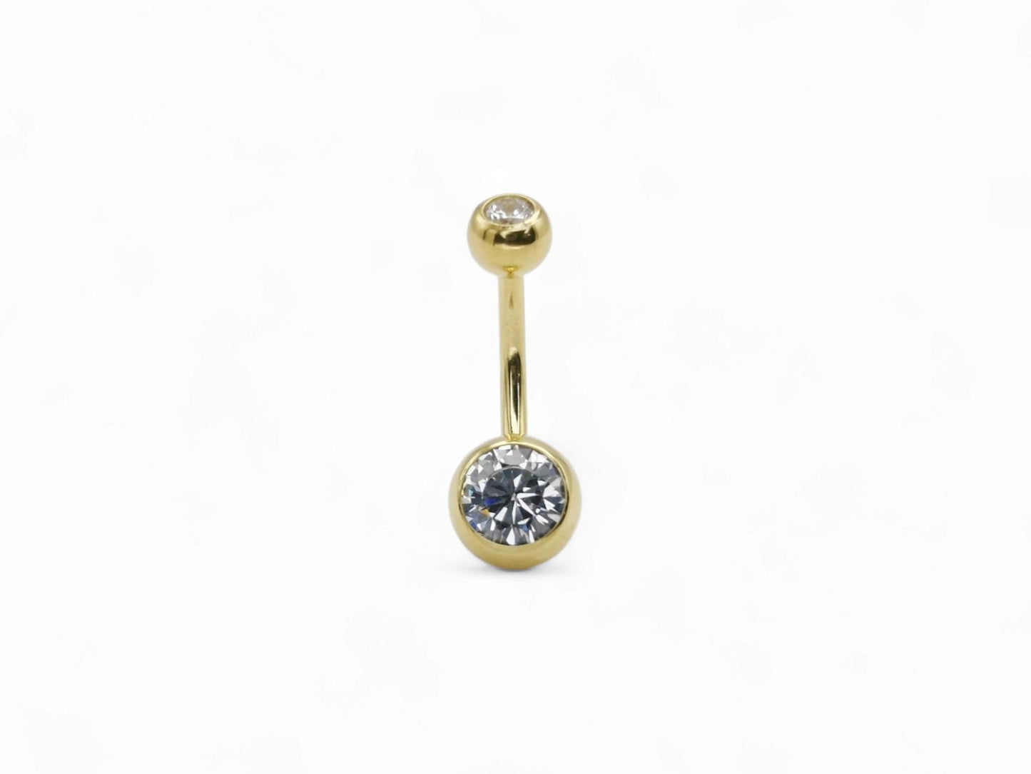 Gold titanium double jewelled navel bar
