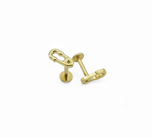 Titanium gold safety pin threadless stud , 1.2mm/18g, 6mm-8mm length