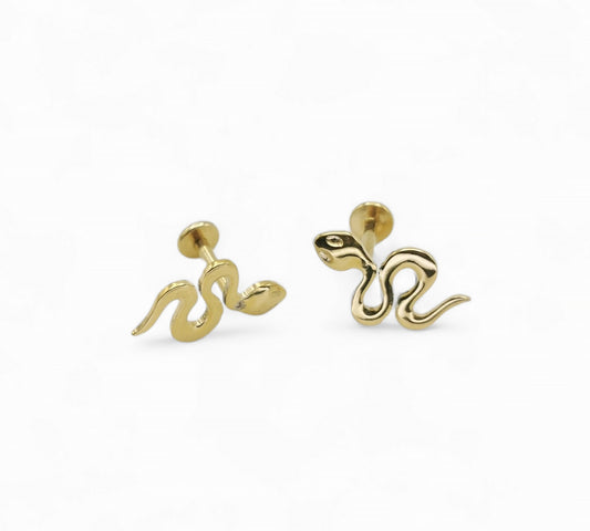 Titanium gold push fit snake stud 1mm/18g, 1.2mm/16g, 6mm-8mm length
