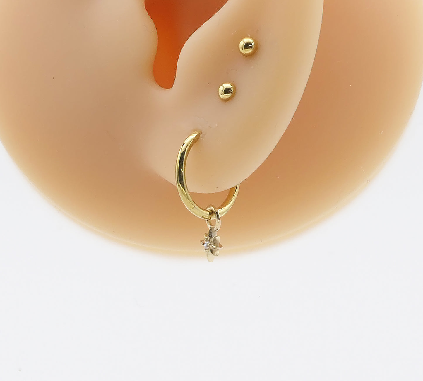 Gold 8-Point Star Charm with CZ – Surgical Steel Charm for Clicker Rings