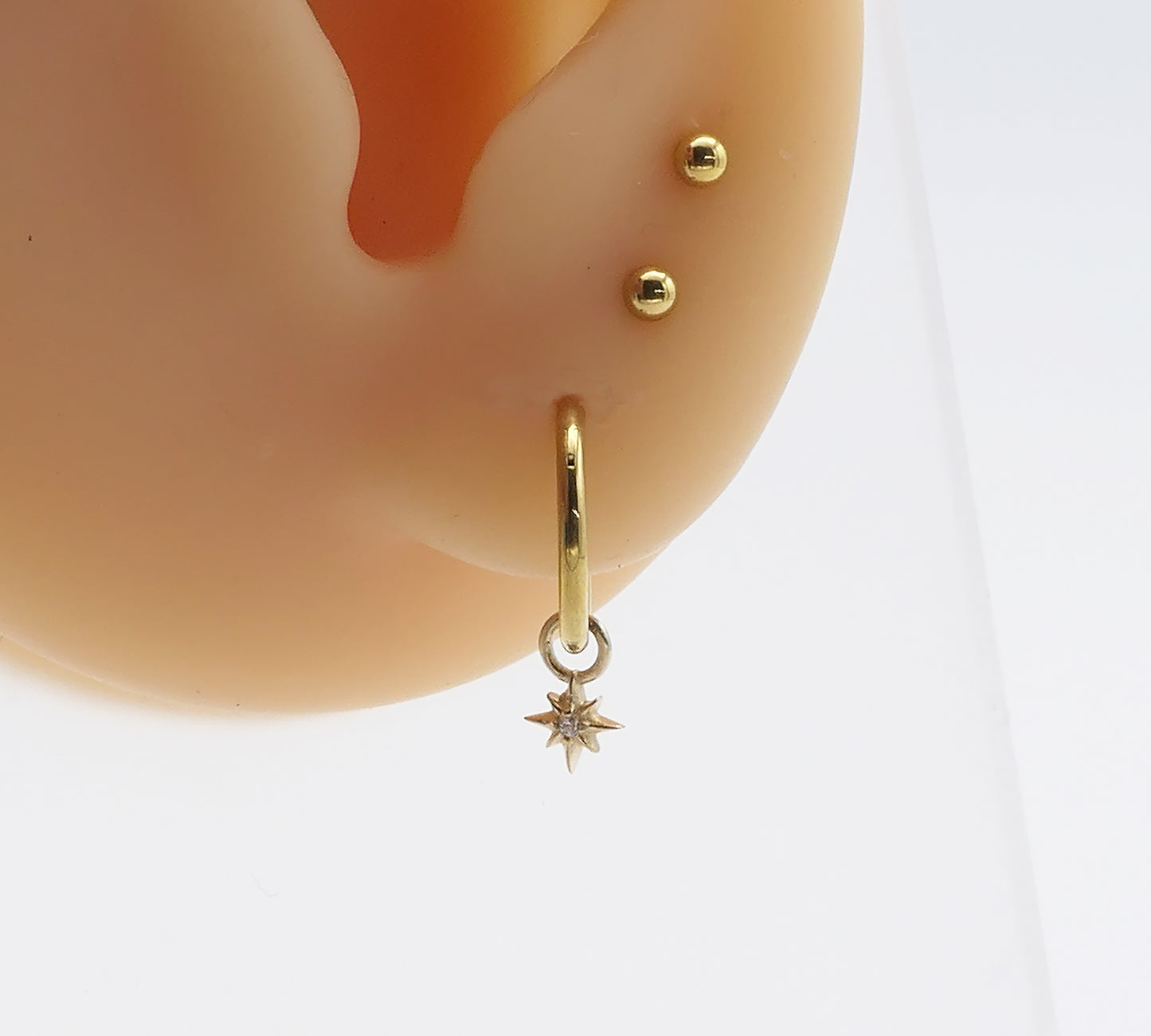 Gold 8-Point Star Charm with CZ – Surgical Steel Charm for Clicker Rings