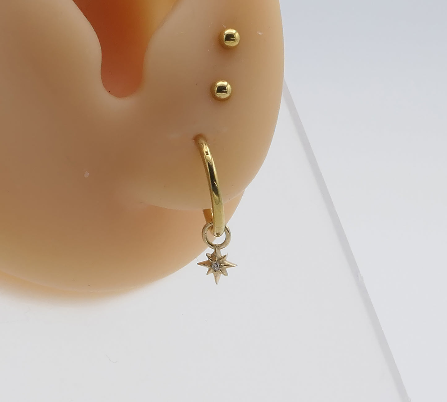 Gold 8-Point Star Charm with CZ – Surgical Steel Charm for Clicker Rings
