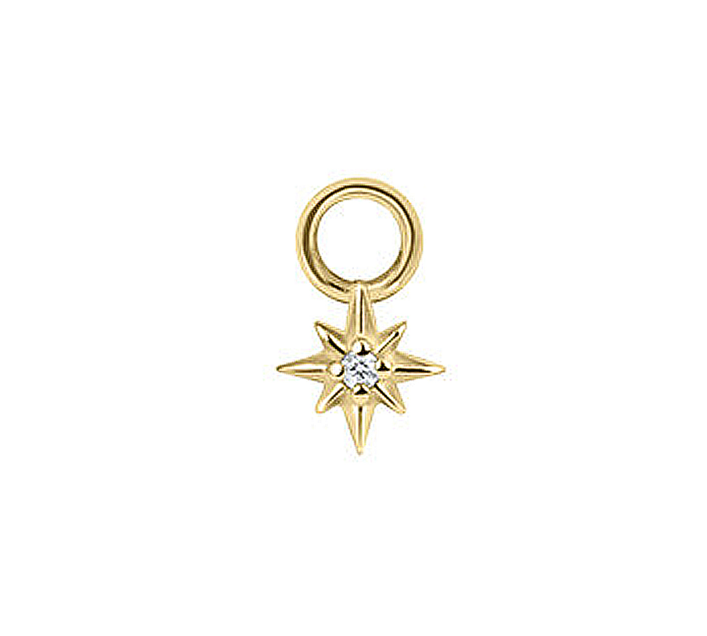 Gold 8-Point Star Charm with CZ – Surgical Steel Charm for Clicker Rings
