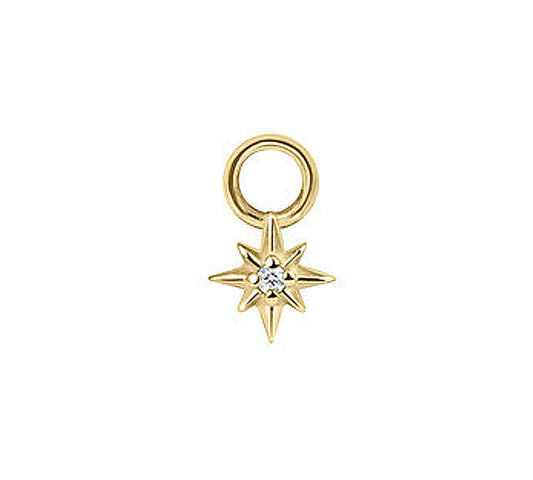 Gold 8-Point Star Charm with CZ – Surgical Steel Charm for Clicker Rings