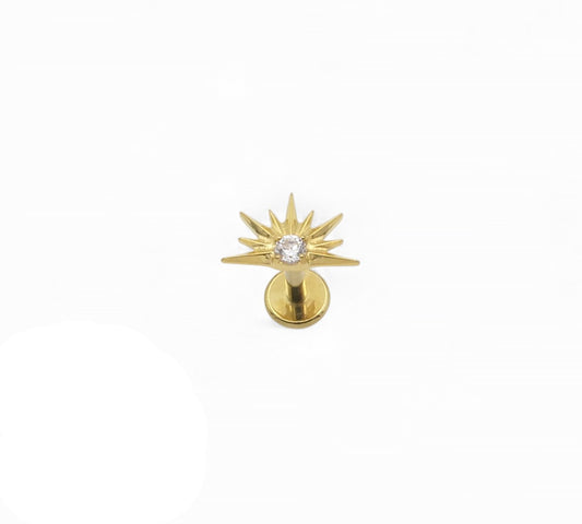 Gold Titanium Sunset Stud with Claw-Set CZ