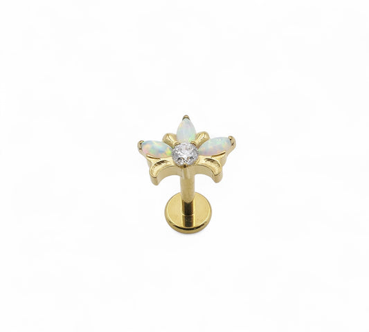 Gold Titanium Jewelled Lily Studs