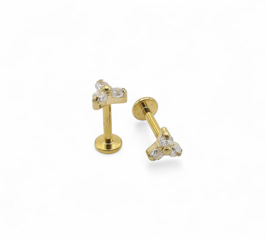 Gold titanium jewelled trinity push fit stud