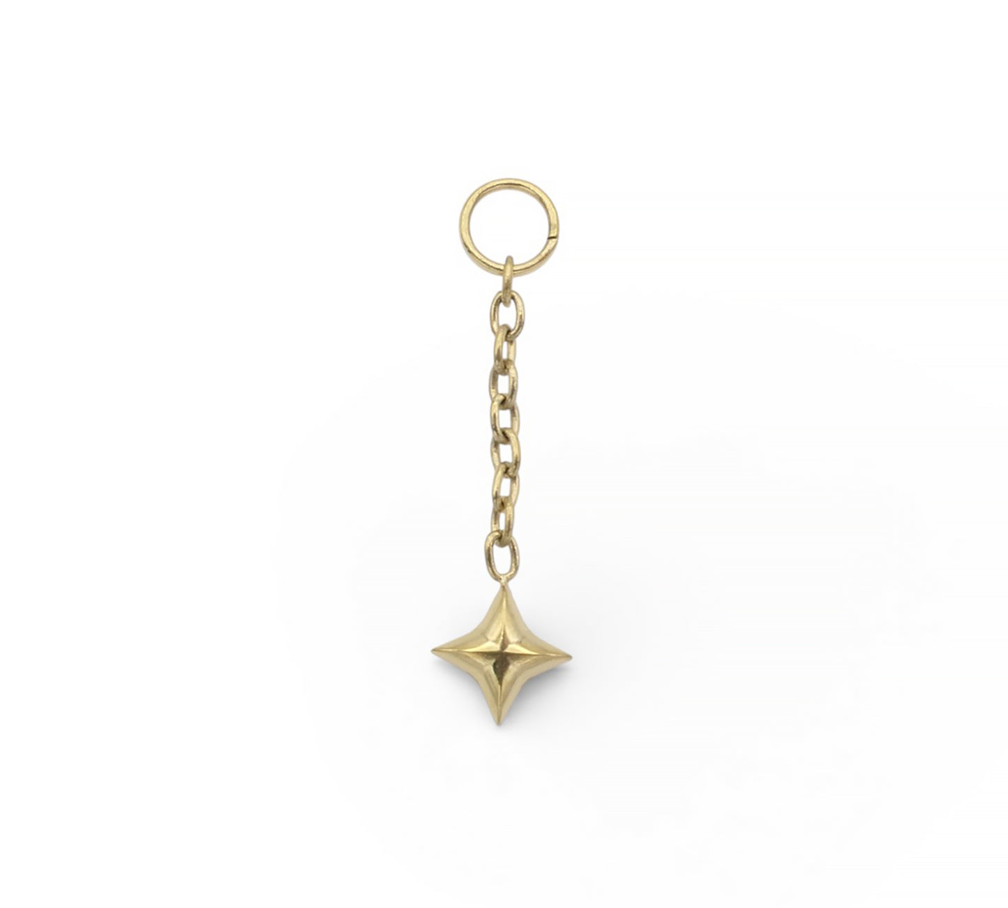 Gold keychain with a star-shaped pendant on a white background