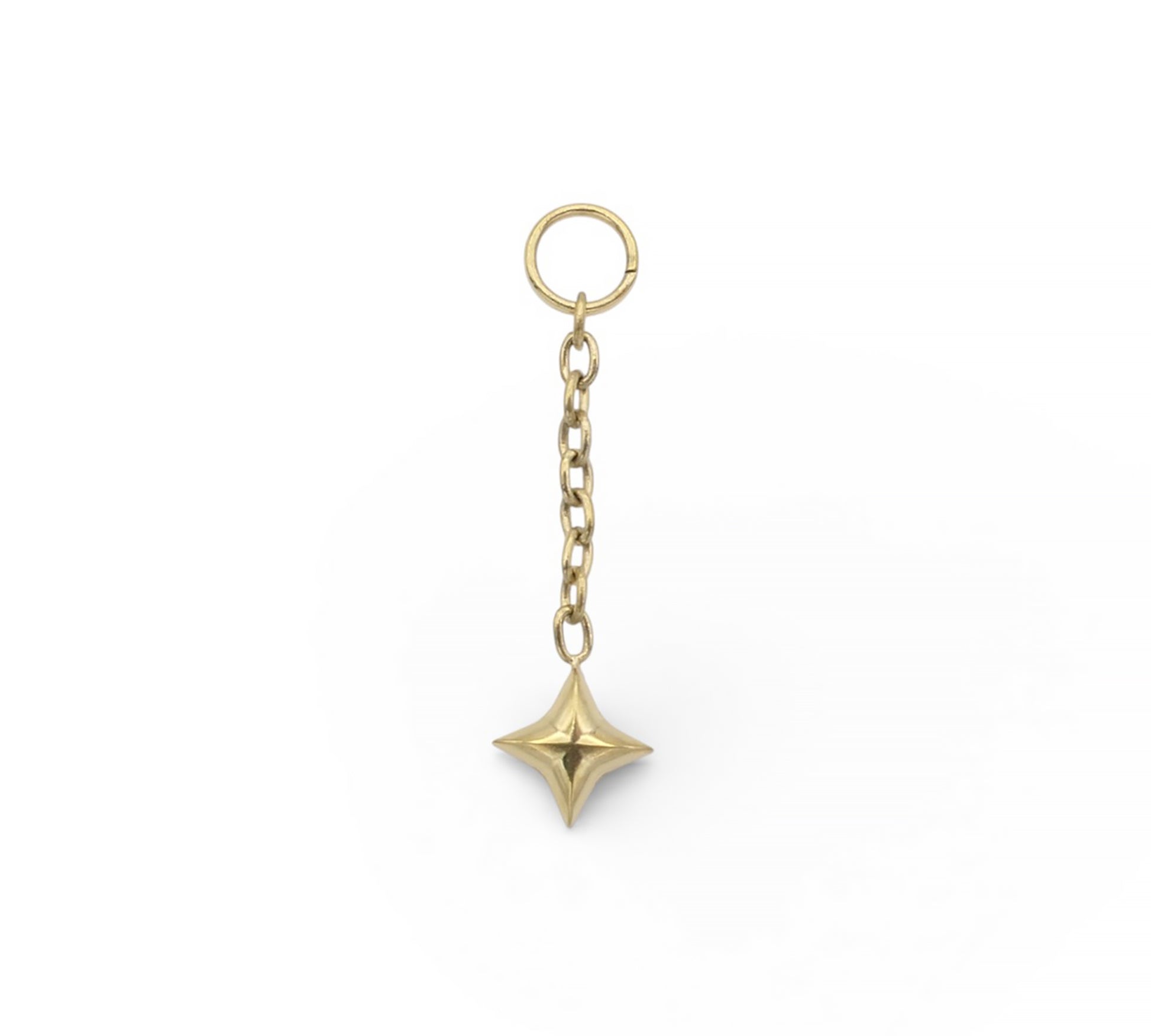 Gold keychain with a star-shaped pendant on a white background