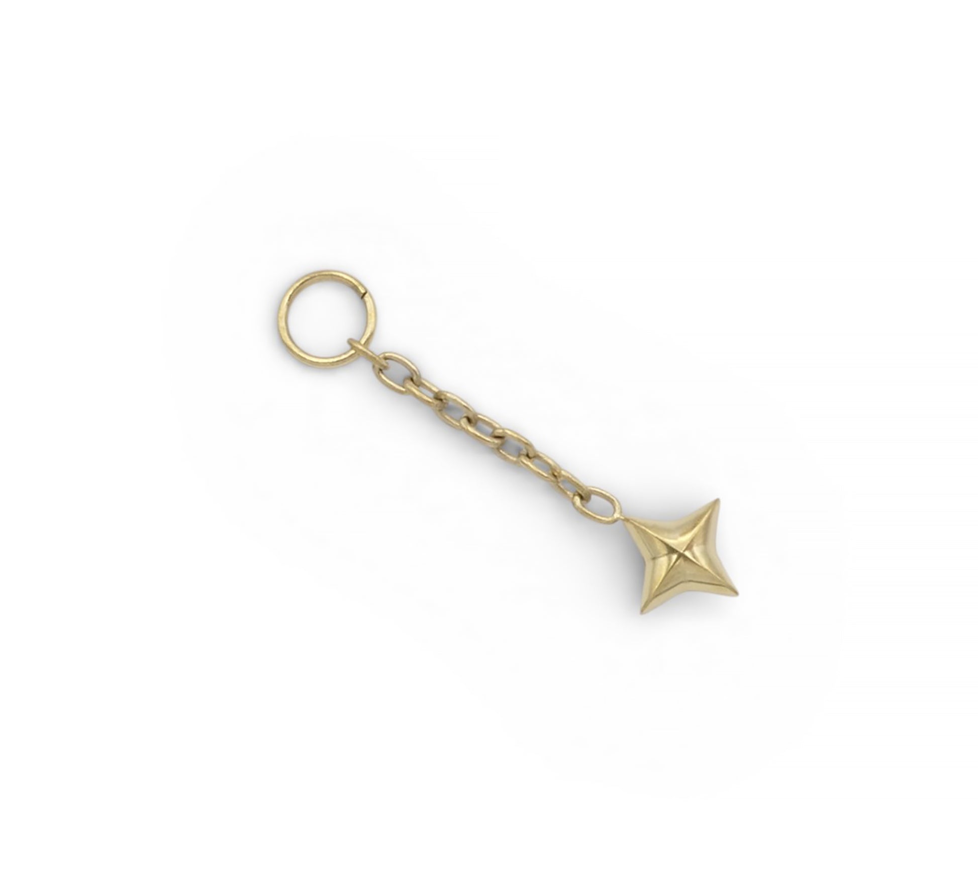 Gold star-shaped keychain on a white background