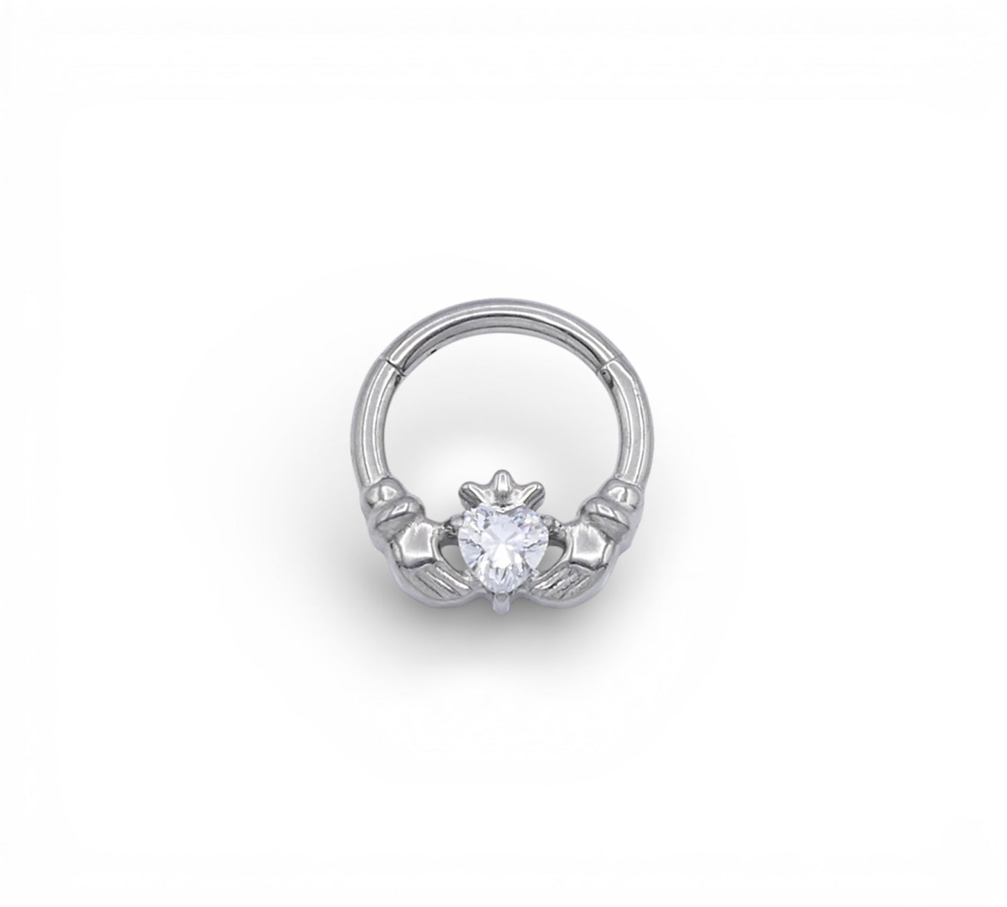 Jewelled Titanium Claddagh Clicker on a white background