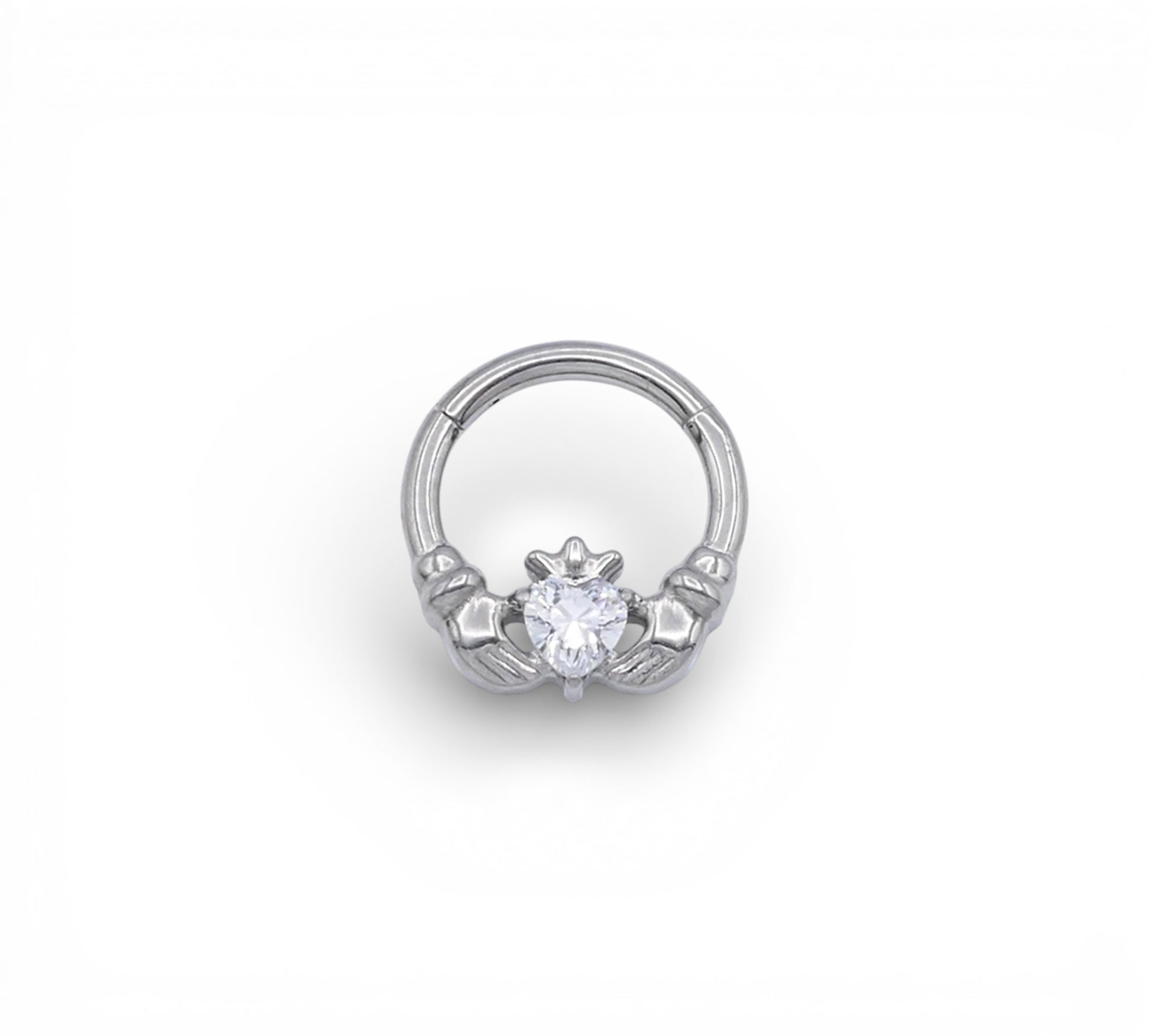 Jewelled Titanium Claddagh Clicker on a white background