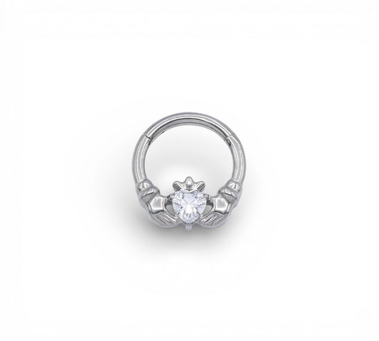 Jewelled Titanium Claddagh Clicker on a white background
