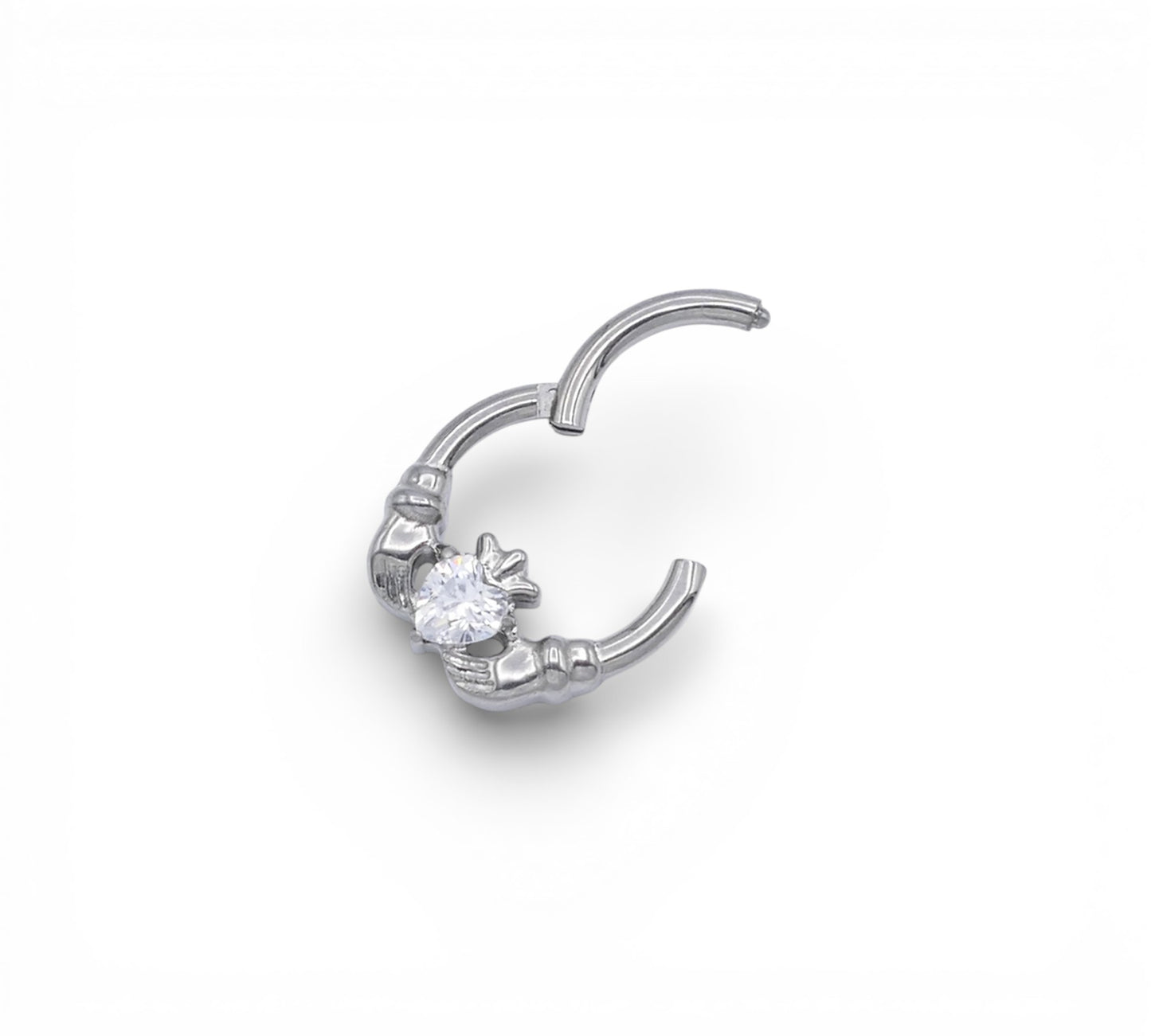 Jewelled Titanium Claddagh Clicker on a white background 2