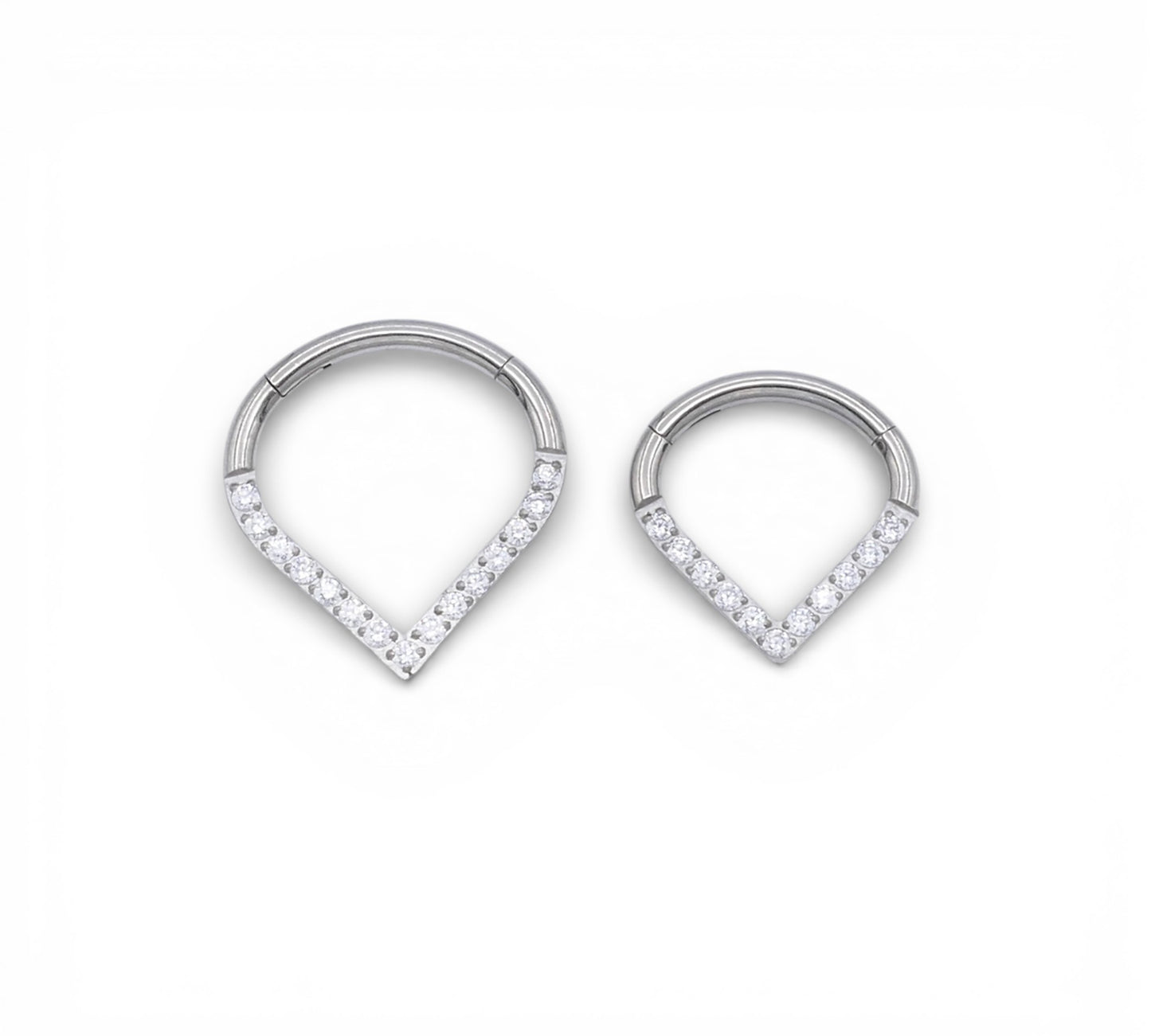 Jewelled Titanium Wishbone Clicker on a white background