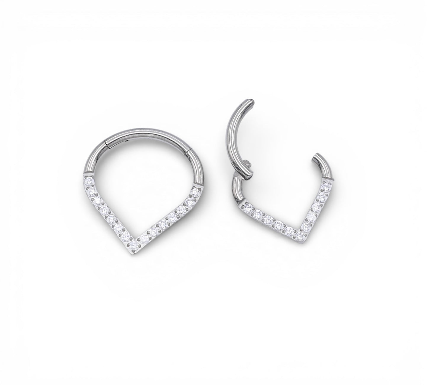 Jewelled Titanium Wishbone Clicker on a white background