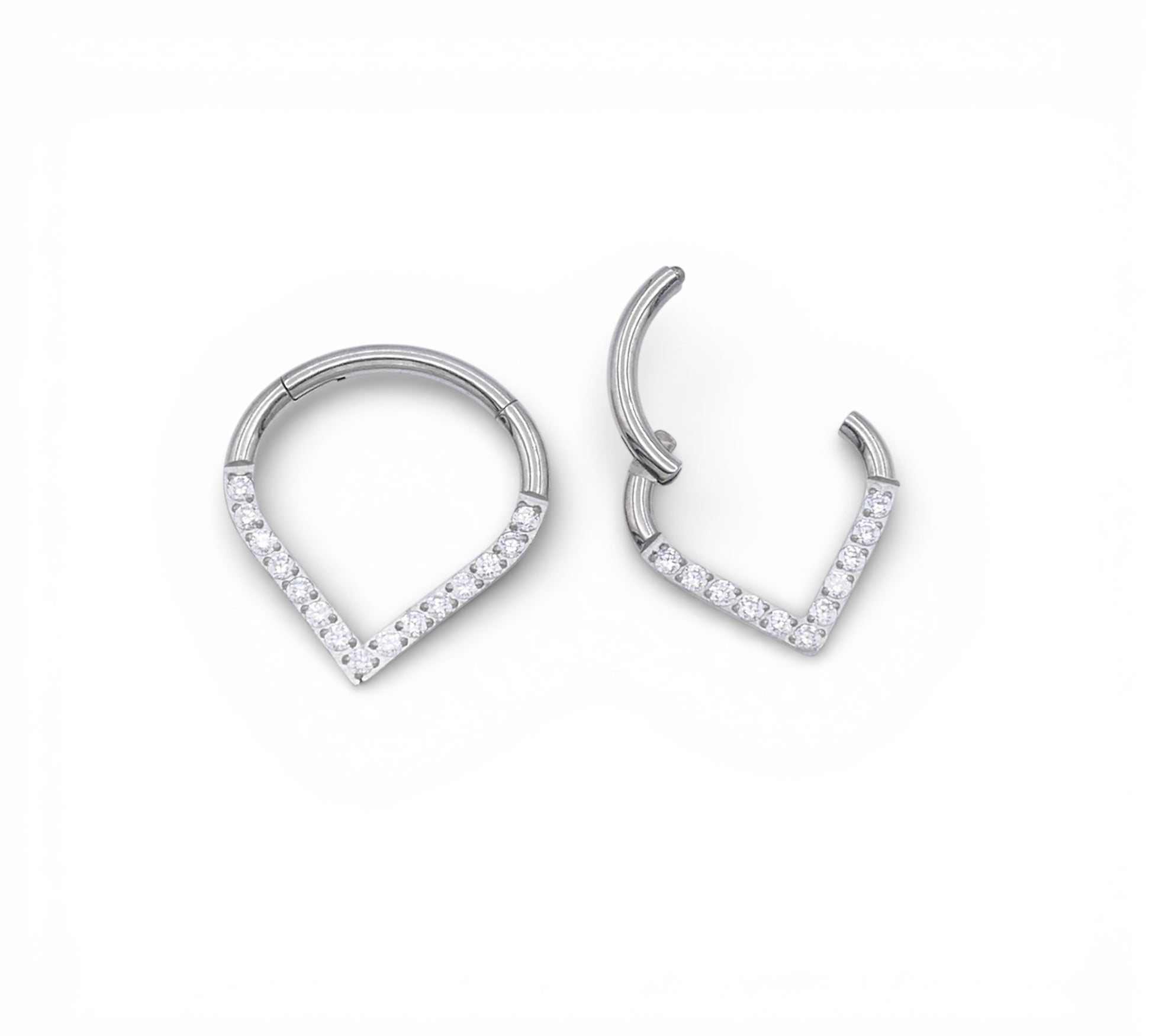 Jewelled Titanium Wishbone Clicker on a white background