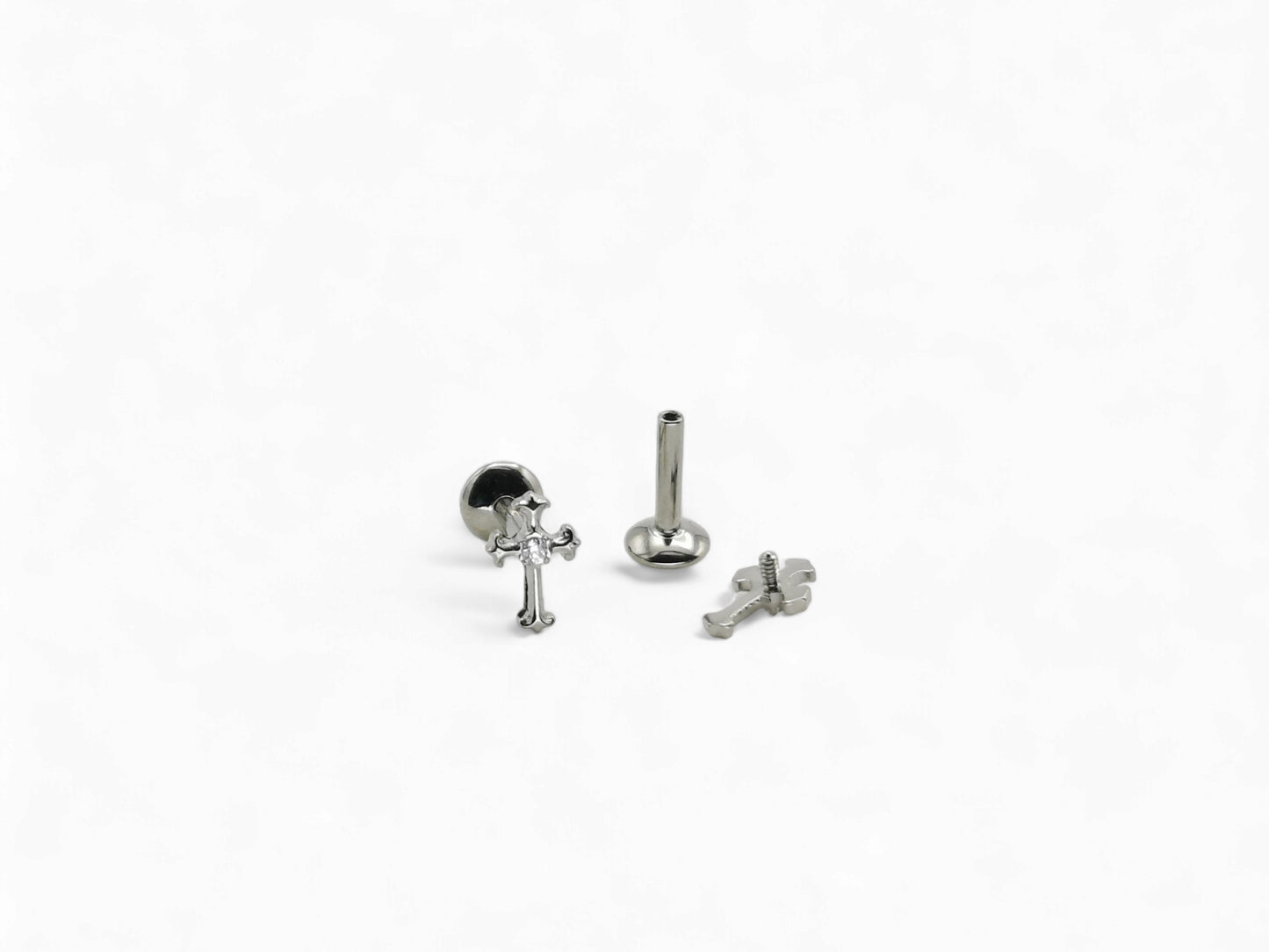 Titanium Claw set Jewelled Cross, 1.2mm/16g, 6mm-7mm length