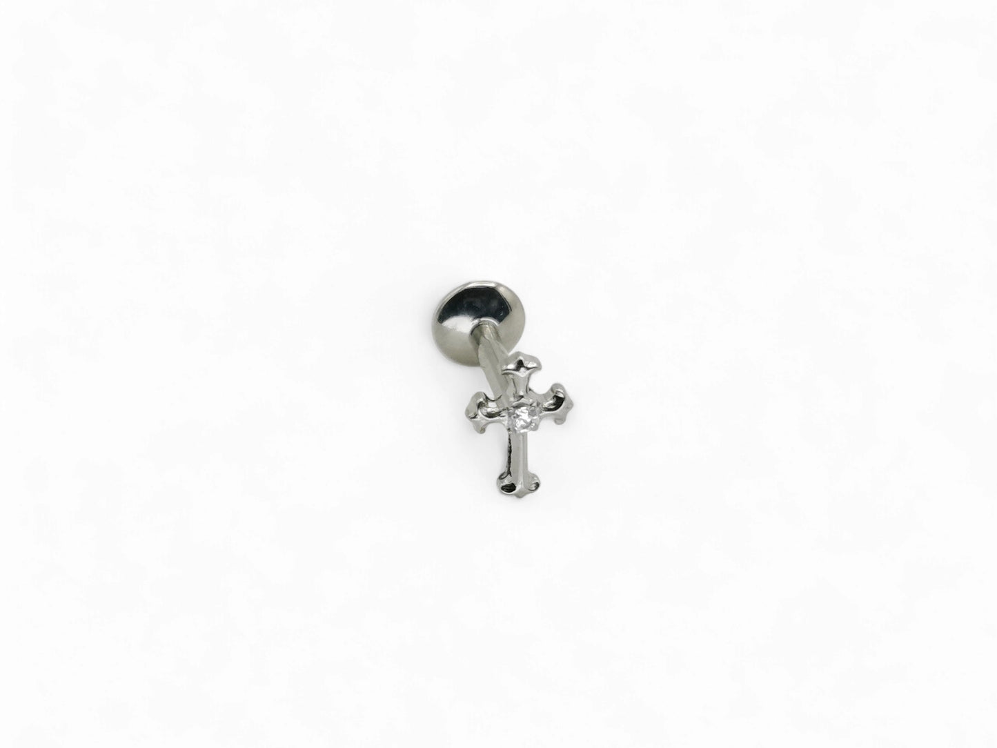 Titanium Claw set Jewelled Cross, 1.2mm/16g, 6mm-7mm length