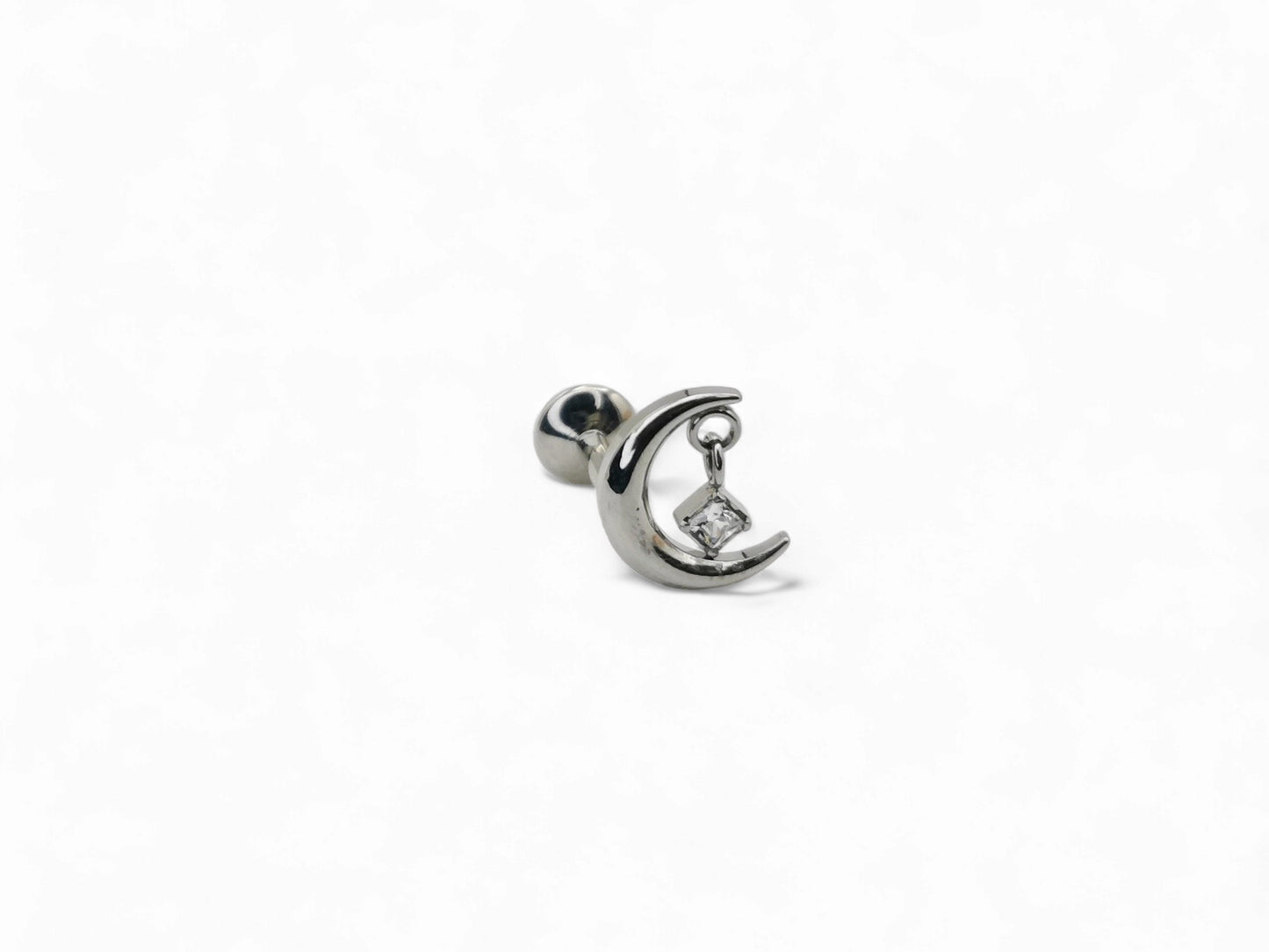 Titanium Crescent Moon Stud, 1.2mm/16g x 6mm-7mm Length