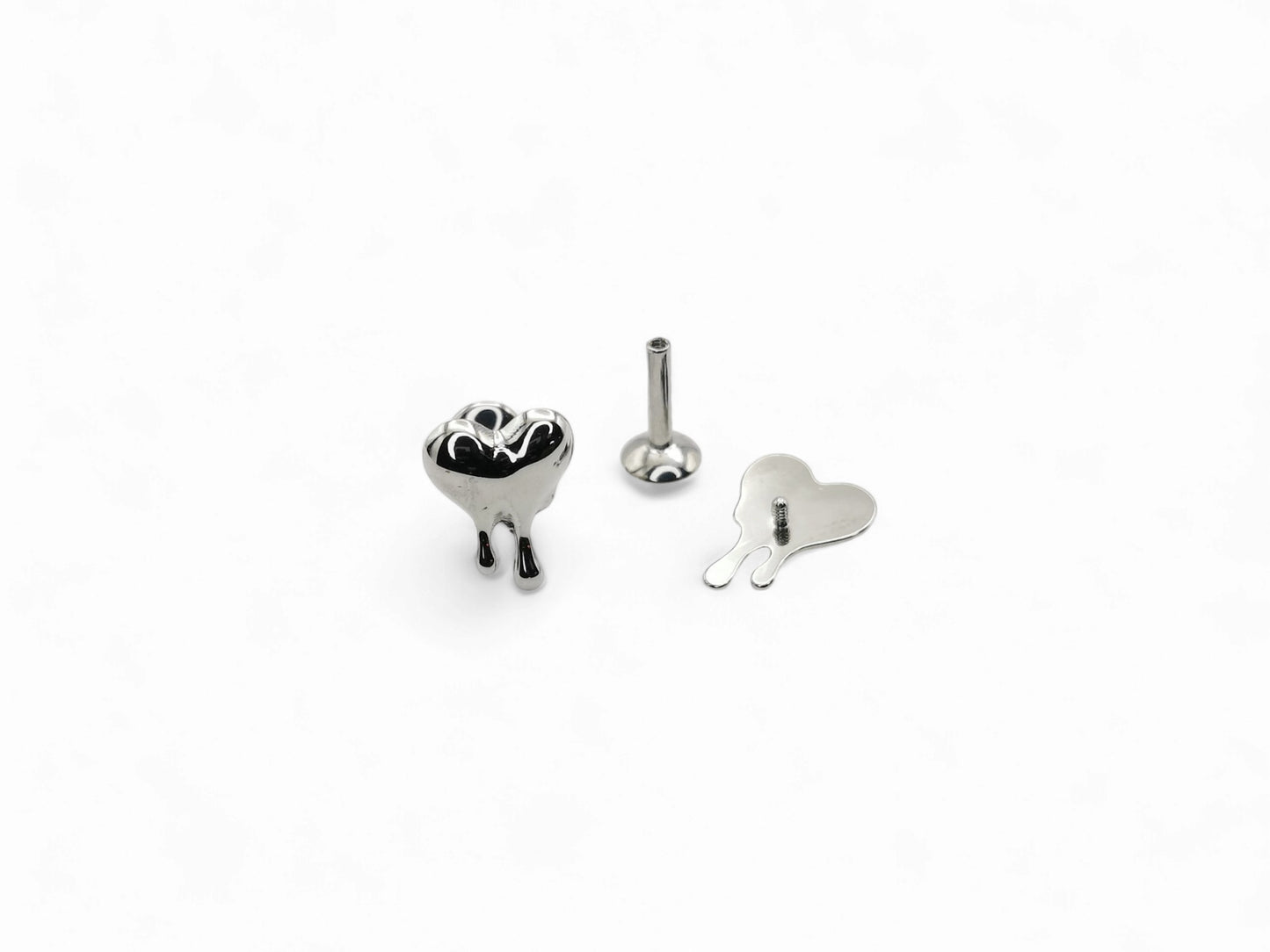 Titanium Melting Heart Stud, 1.2mm/16g x 6mm-7mm