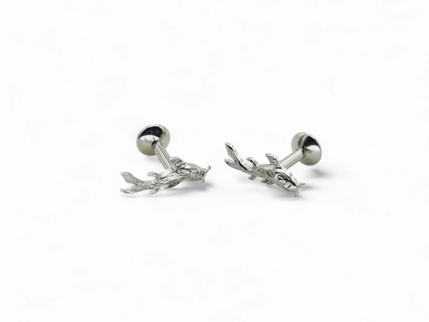 Titanium Koi Fish Stud, 1.2mm/16g x 6mm-7mm